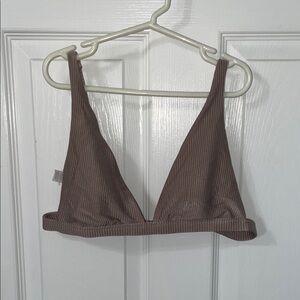 aerie Taupe Ribbed Bikini Top